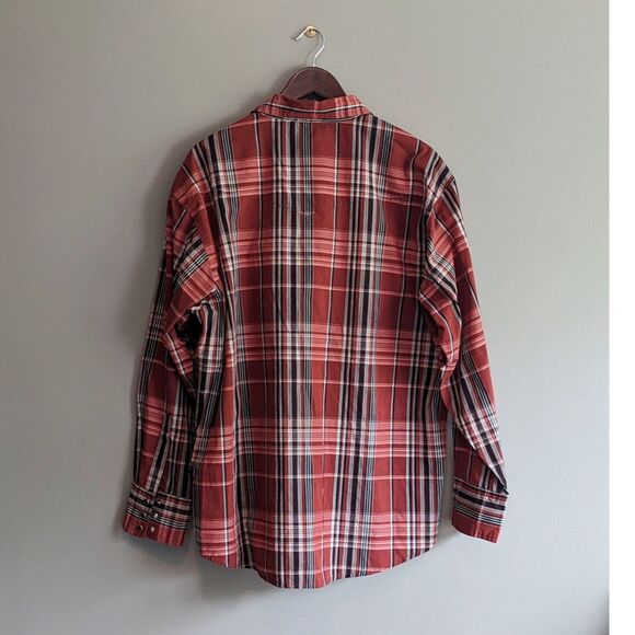 Wrangler Size XL Western Shirt Vintage Red Plaid Mens Snap LS Extra Large White - Picture 6 of 6